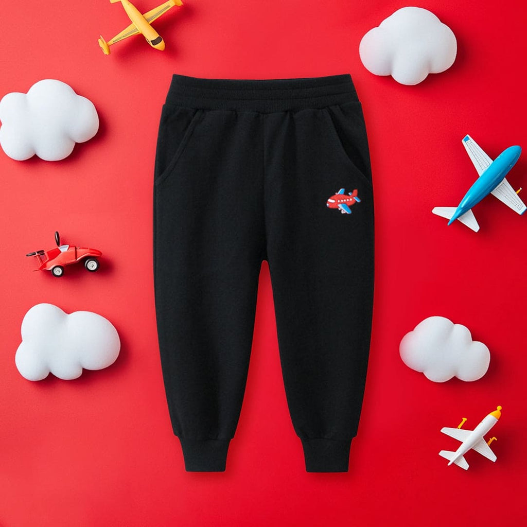 Boys Black Elasticated Rib Trouser Trackpants & Joggers Black 1-2 Y 