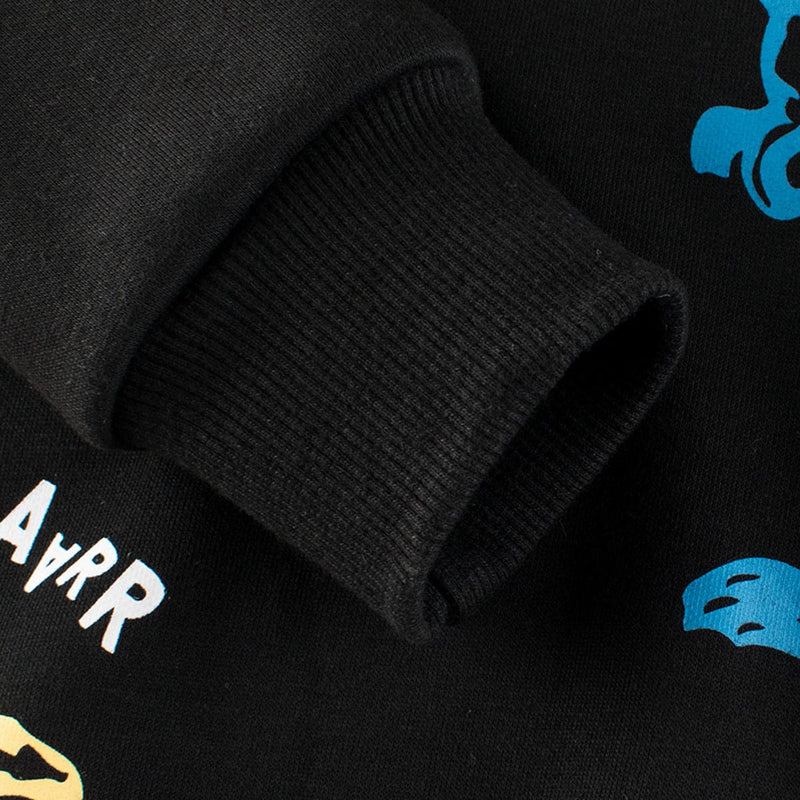 Boys Black Dinosaur Graphic Long Sleeves Sweatshirt Sweatshirts & Hoodies   