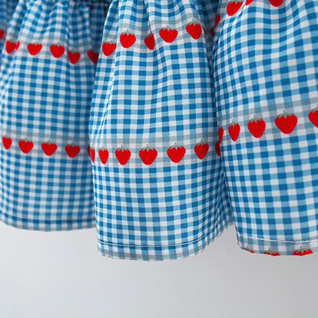 Girls Sleeveless Gingham Check Dress With Pom Pom Casual Dresses   