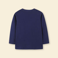 Boys Navy Long Sleeve Car Printed Round Neck T-Shirt Tshirts   