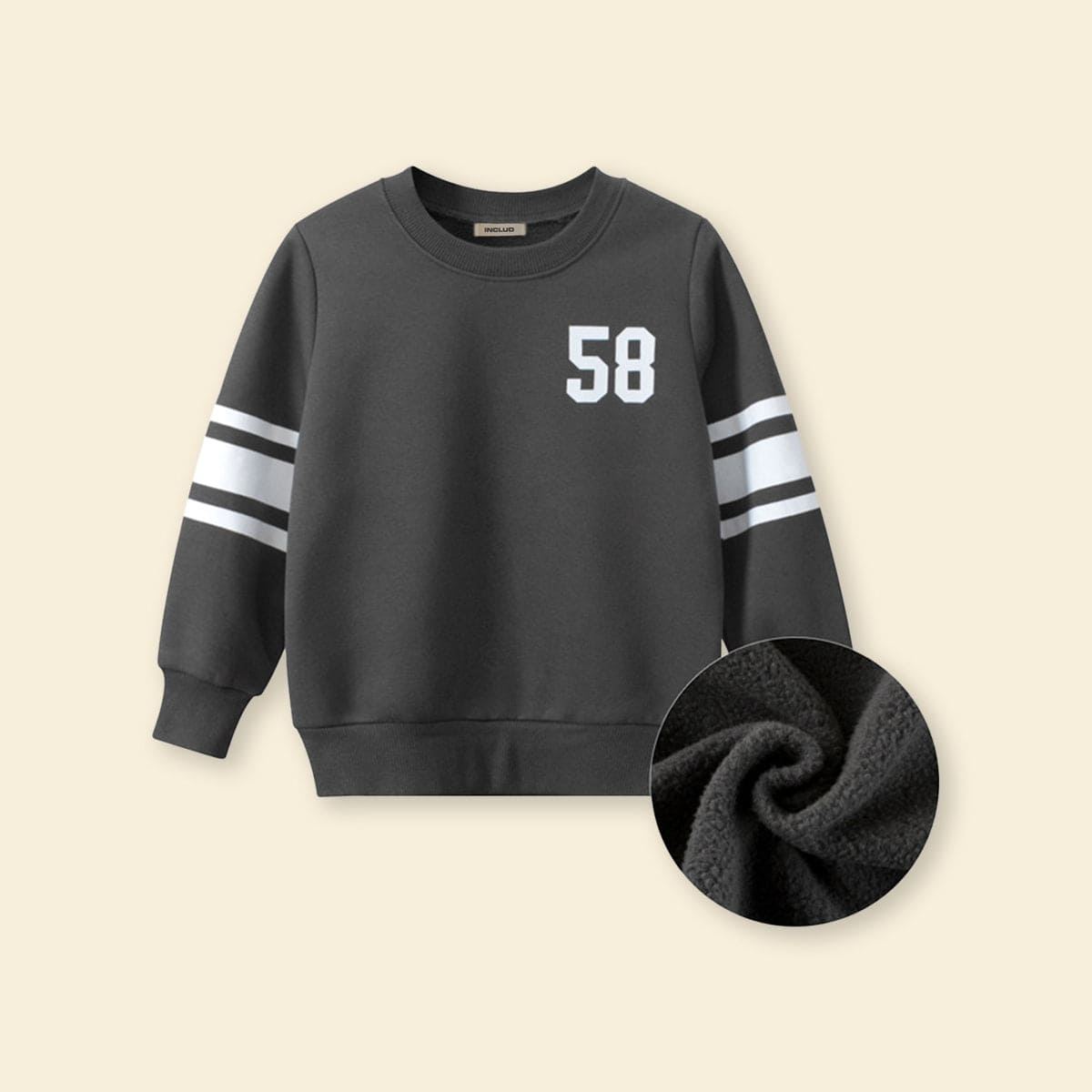 Boys Dark Grey Regular Long Sleeves Sweatshirt Sweatshirts & Hoodies   