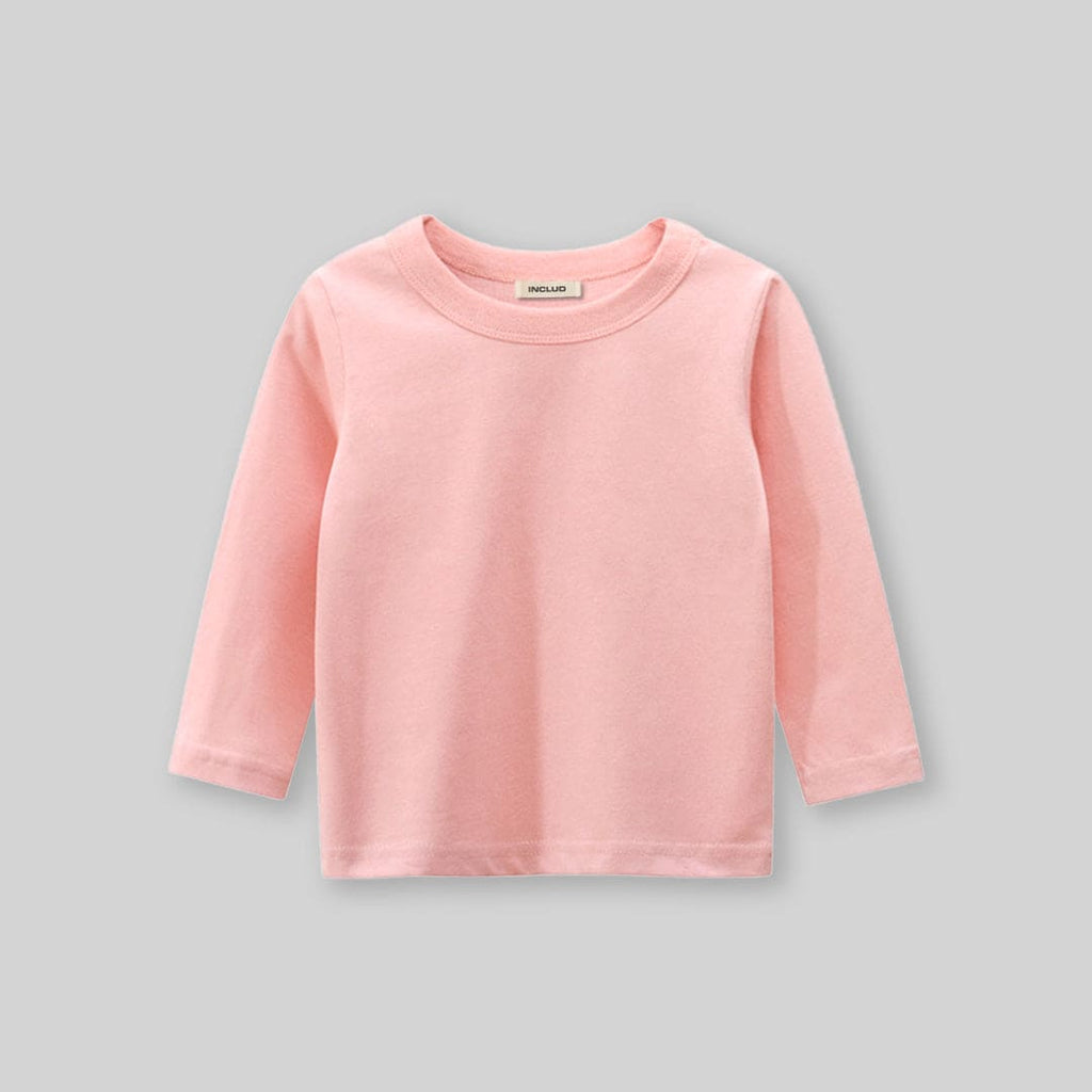 Boys Pink Solid Full Sleeves T-shirt Tshirts Pink 1-2 Y 