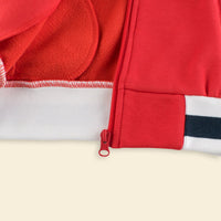 Boys Red Color-blocked Long Sleeves Varsity Jacket Coats & Jackets   