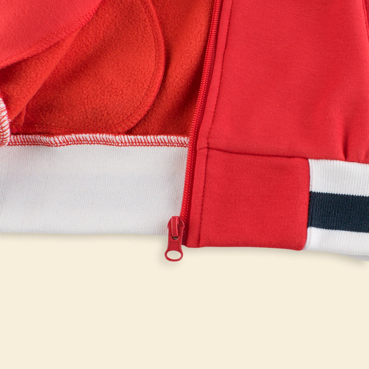 Boys Red Color-blocked Long Sleeves Varsity Jacket Coats & Jackets   