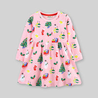 Girls Pink Long Sleeve Christmas Casual Dress Casual Dresses   