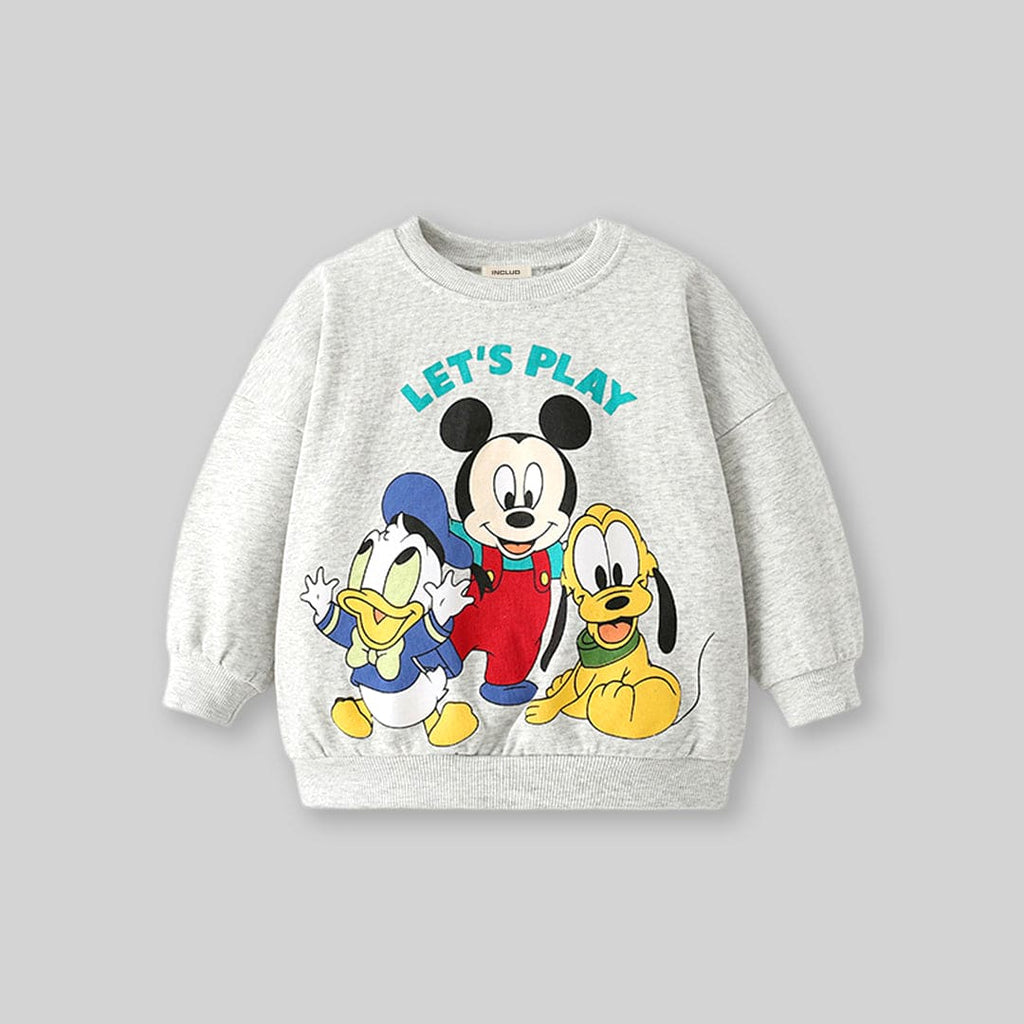 Girls Grey Long Sleeve Disney Cartoon Printed Sweatshirt Sweatshirts & Hoodies Grey 1-2 Y 