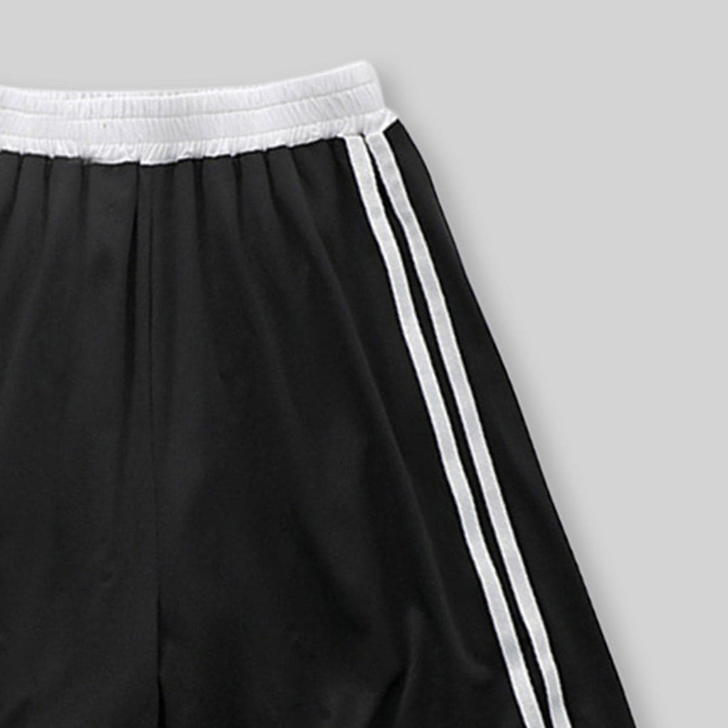 Boys Black Striped Elasticated Shorts Shorts   
