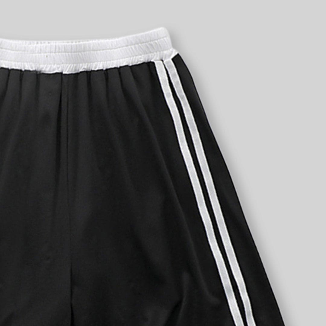 Boys Black Striped Elasticated Shorts Shorts   