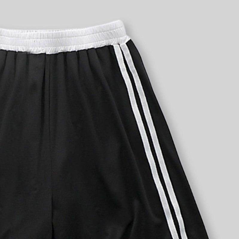 Boys Black Striped Elasticated Shorts Shorts   