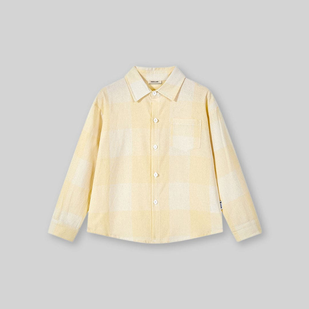 Boys Yellow Checkered Long Sleeves Shirt