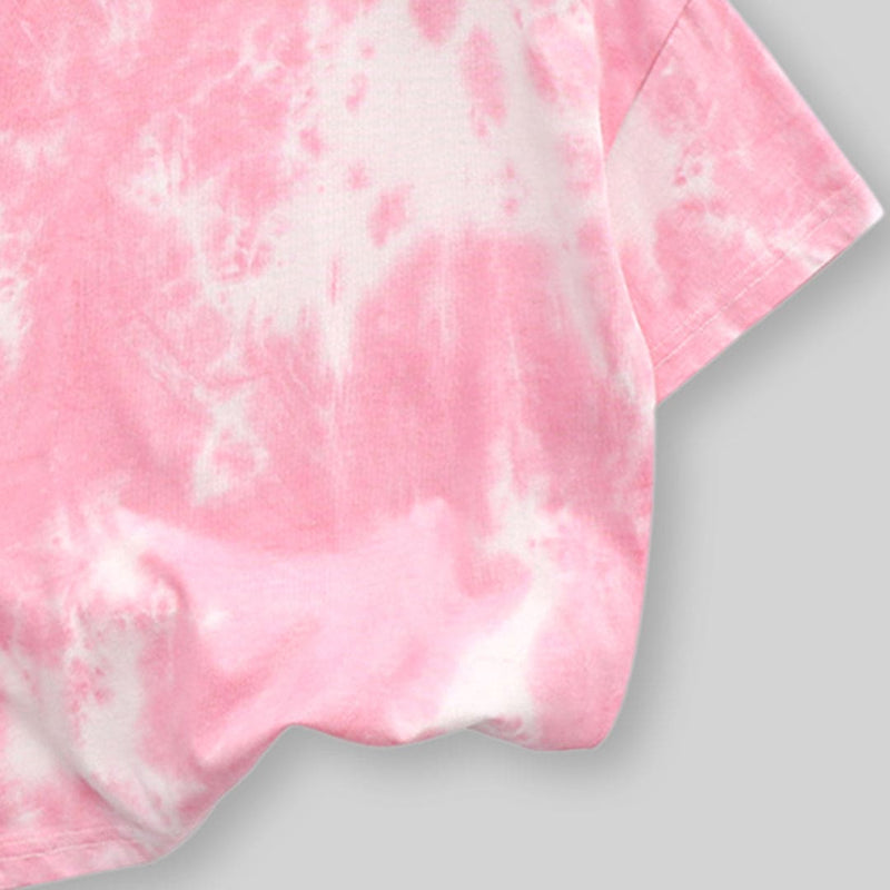 Boys Pink Tie & Die Short Sleeves T-Shirt Tshirts   