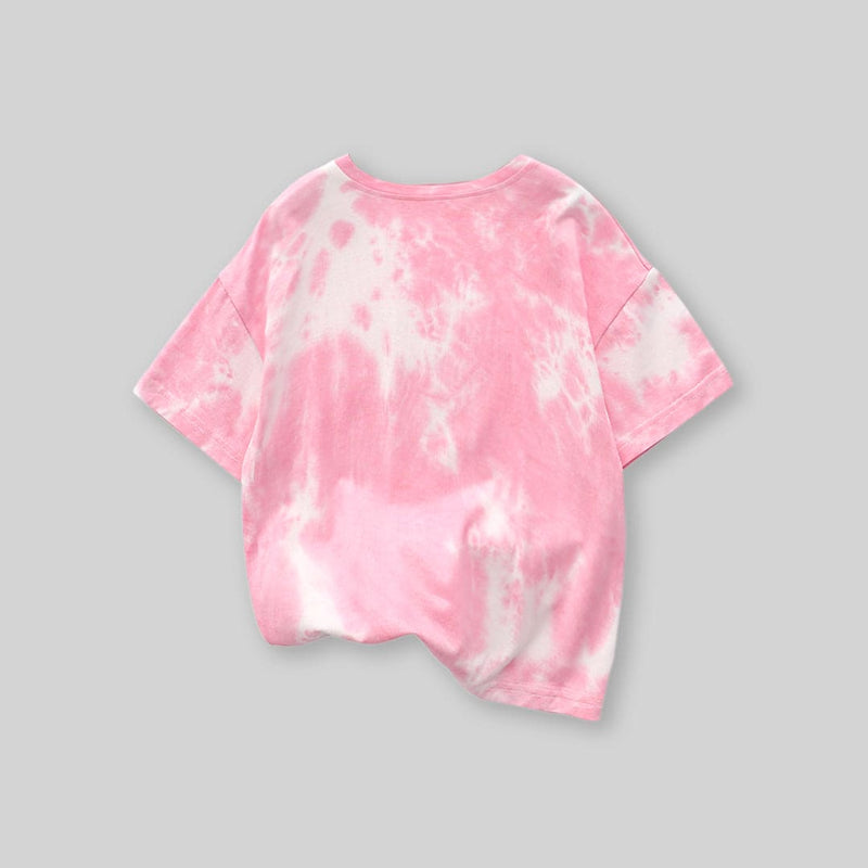 Boys Pink Tie & Die Short Sleeves T-Shirt Tshirts   