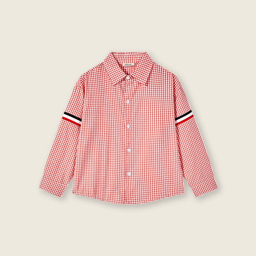 Boys Orange Gingham Check Long Sleeves Shirt Shirts   