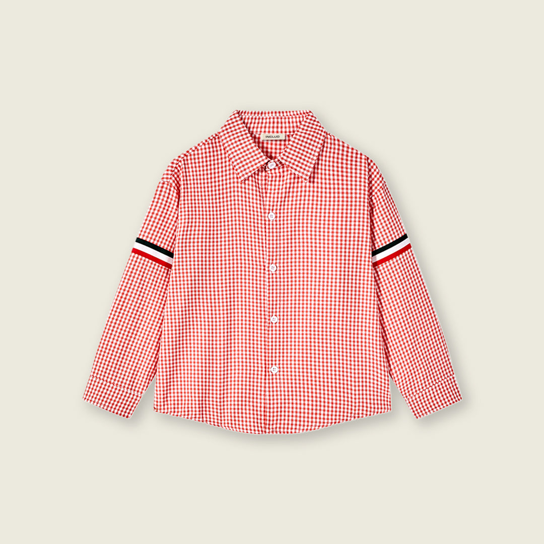 Boys Orange Gingham Check Long Sleeves Shirt Shirts   
