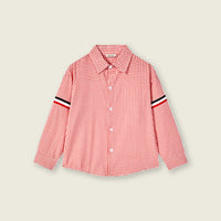 Boys Orange Gingham Check Long Sleeves Shirt Shirts   