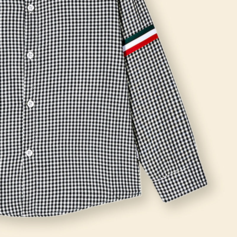 Boys Black Gingham Check Long Sleeves Shirt Shirts   