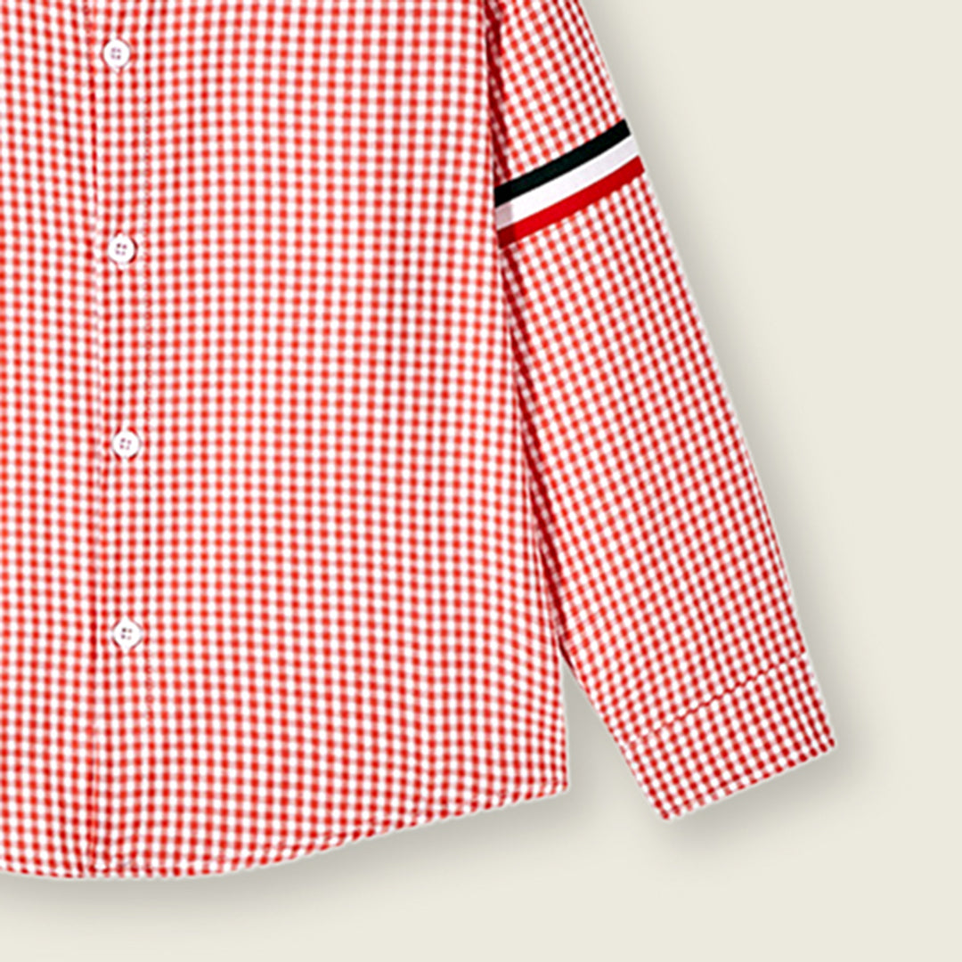 Boys Orange Gingham Check Long Sleeves Shirt Shirts   