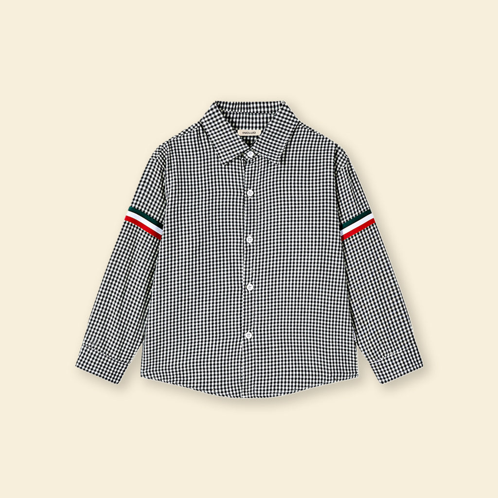 Boys Black Gingham Check Long Sleeves Shirt Shirts   