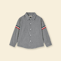 Boys Black Gingham Check Long Sleeves Shirt Shirts   