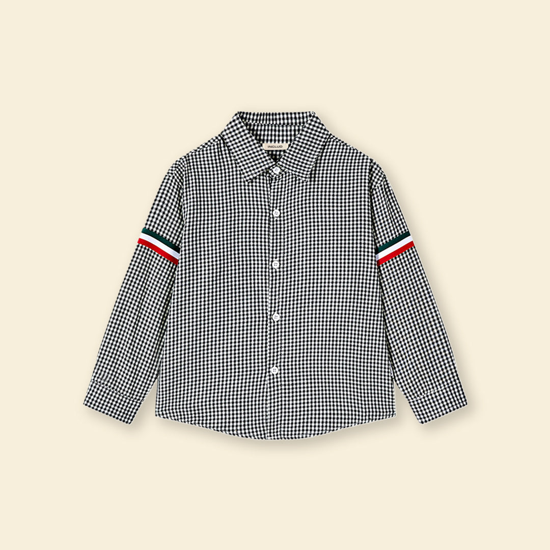 Boys Black Gingham Check Long Sleeves Shirt Shirts   