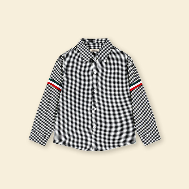 Boys Black Gingham Check Long Sleeves Shirt Shirts   