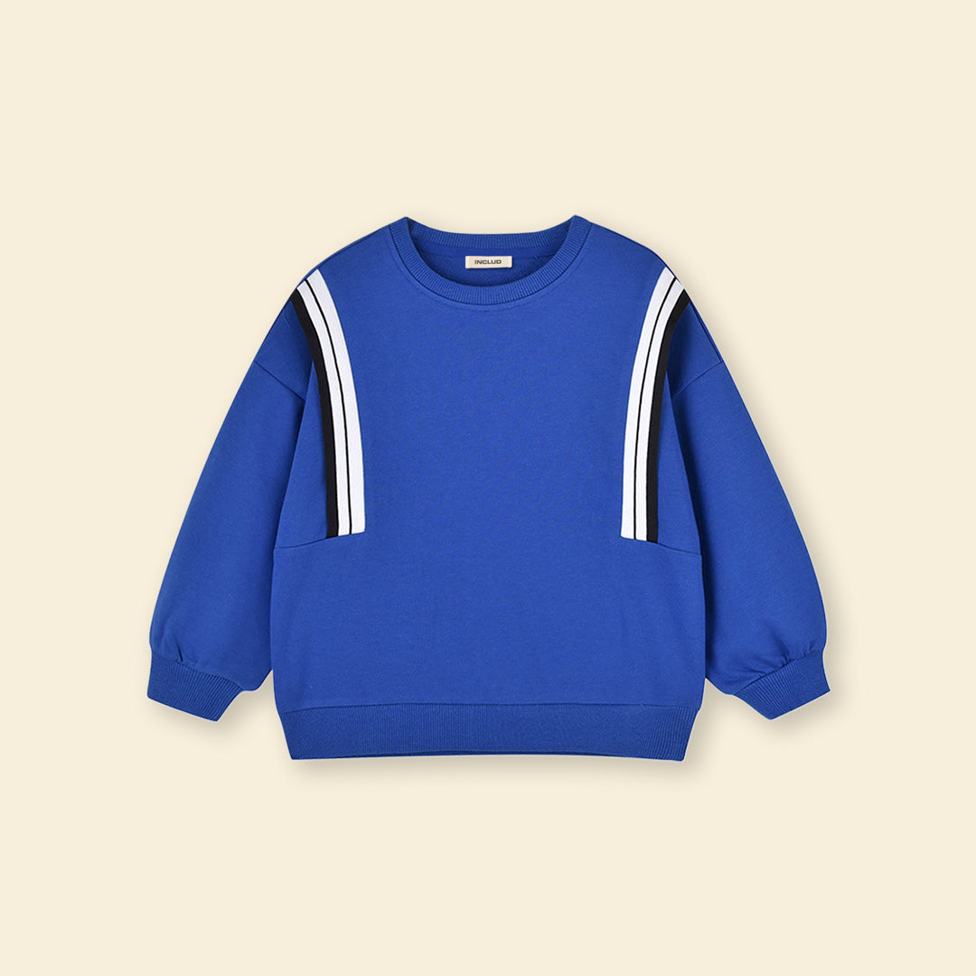 Boys Blue Striped Long Sleeves Sweatshirt Sweatshirts & Hoodies   