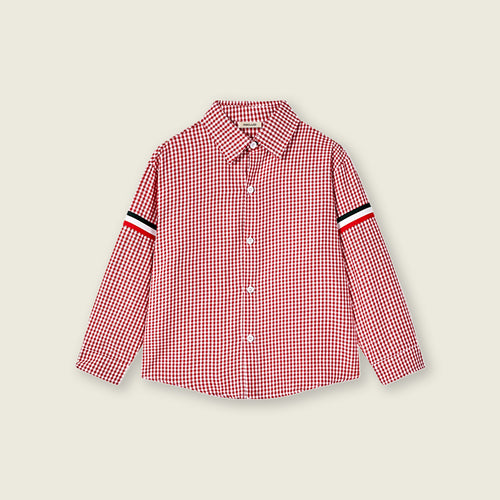 Boys Orange Gingham Check Long Sleeves Shirt Shirts   