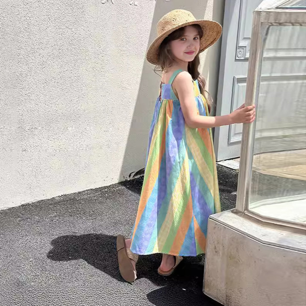 Girls Multicolored Printed Casual Maxi Dress Casual Dresses Multicolor 1-2 Y 