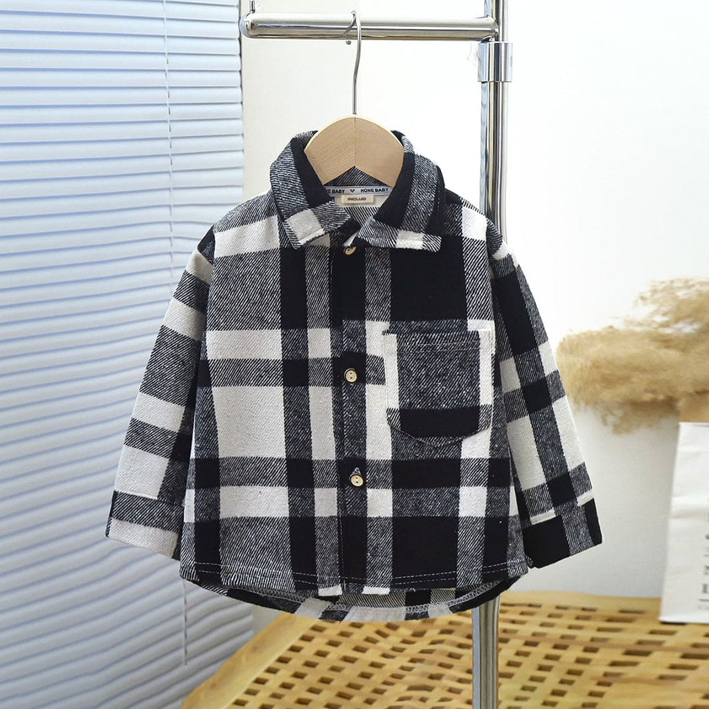 Boys Black Long Sleeve Plaid Shirt Shirts Black 1-2 Y 