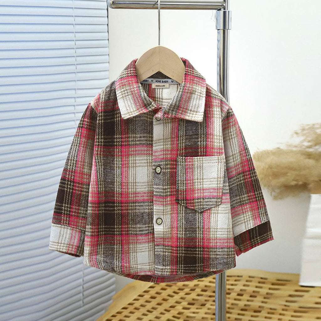 Boys Pink Long Sleeve Plaid Shirt Shirts Pink 1-2 Y 