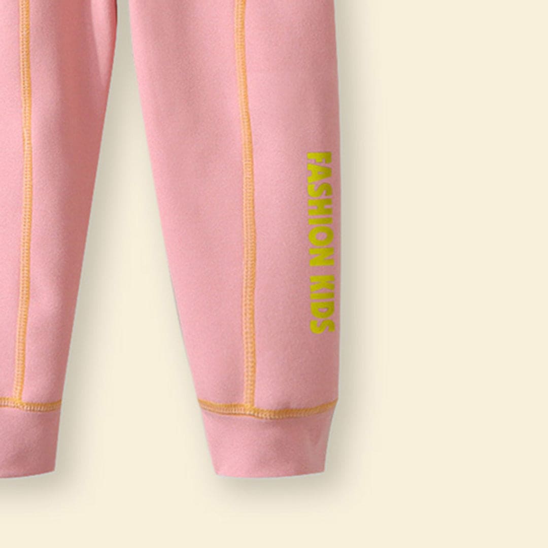 Girls Pink Elasticated Waist Contrast Stitch Pants Pants   