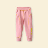 Girls Pink Elasticated Waist Contrast Stitch Pants Pants   