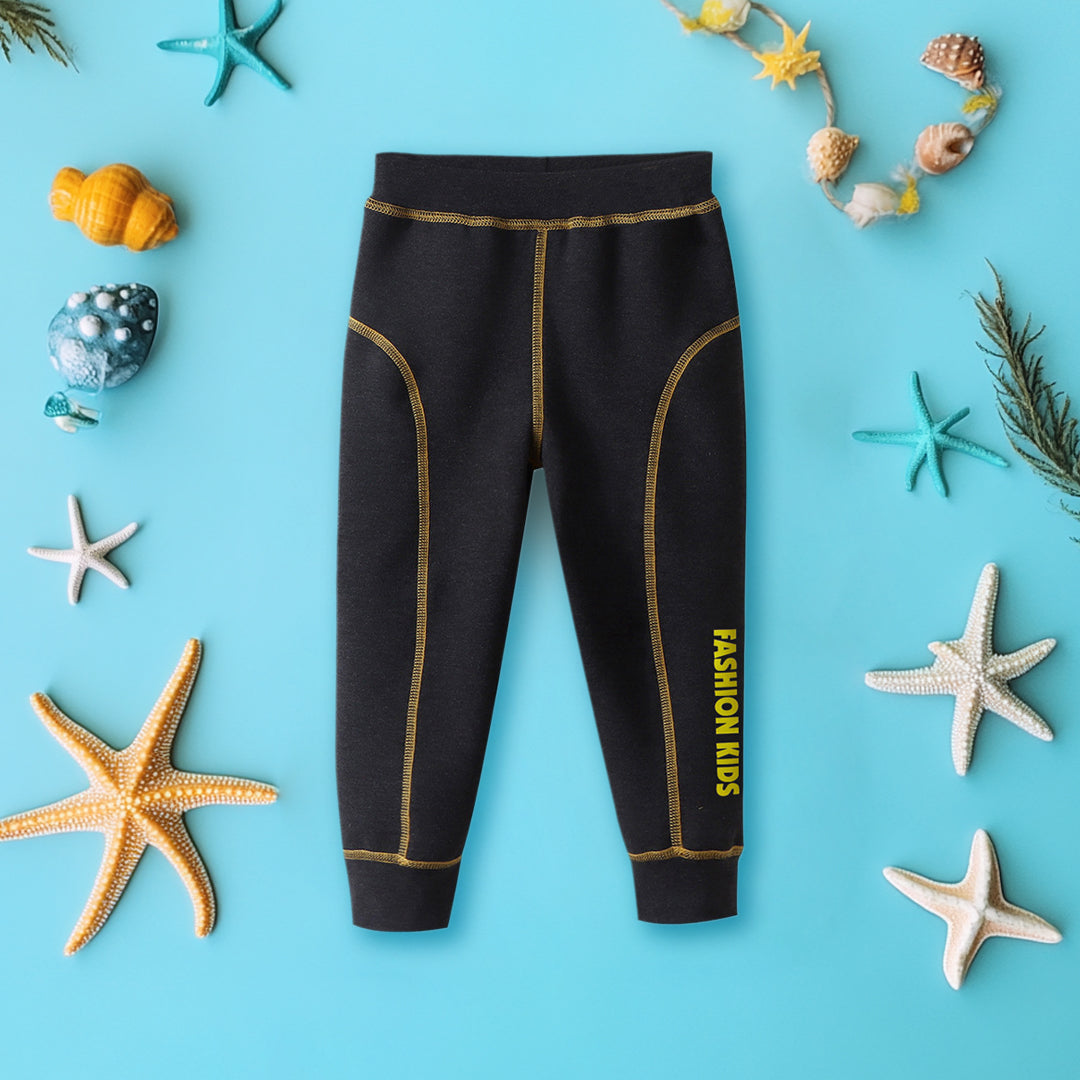 Girls Black Elasticated Waist Contrast Stitch Pants Pants Black 1-2 Y 
