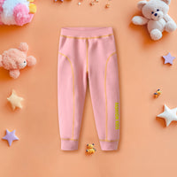 Girls Pink Elasticated Waist Contrast Stitch Pants Pants Pink 1-2 Y 
