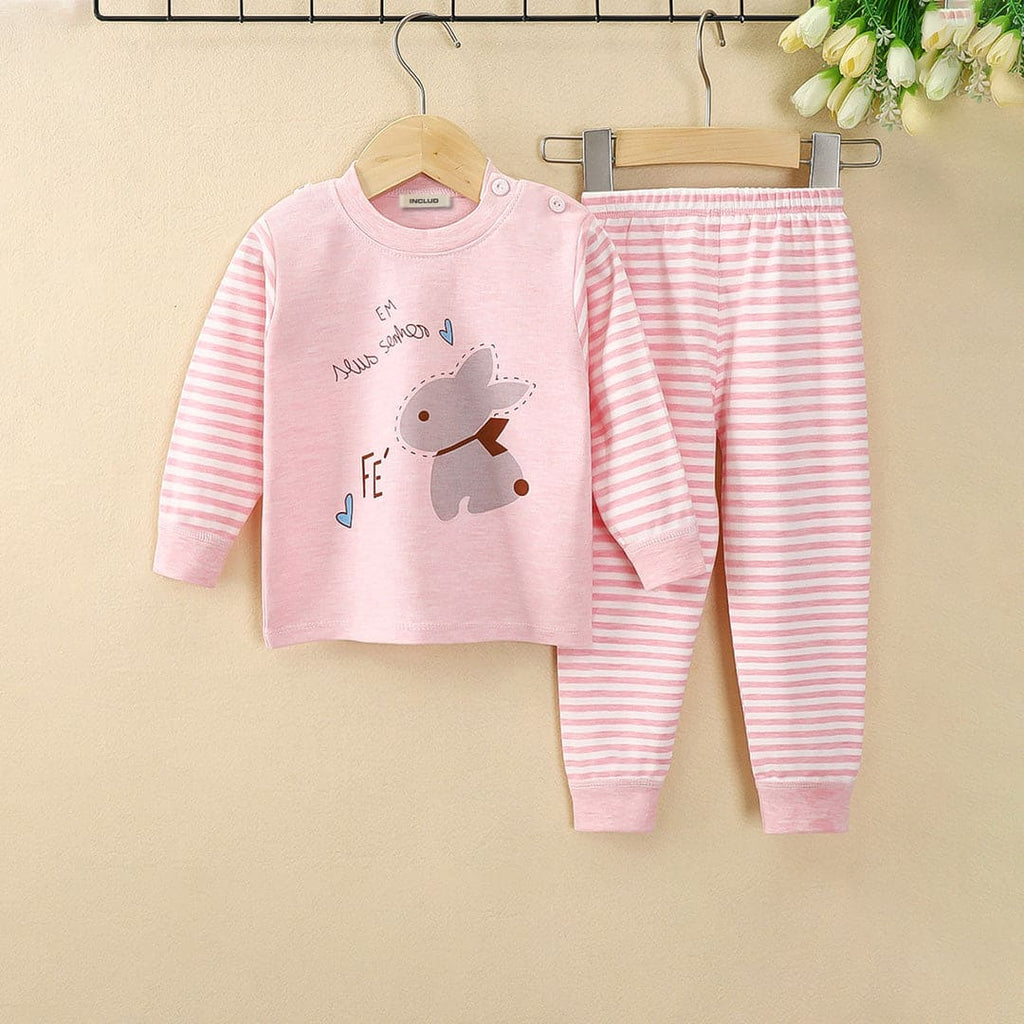 Girls Rouge Long Sleeve Graphic T-Shirt With Striped Pants Set Sets Rouge 1-2 Y 