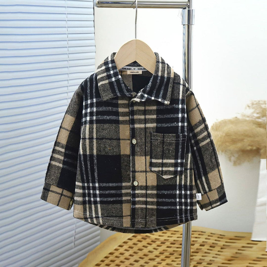 Boys Grey Long Sleeve Plaid Shirt Shirts Grey 1-2 Y 