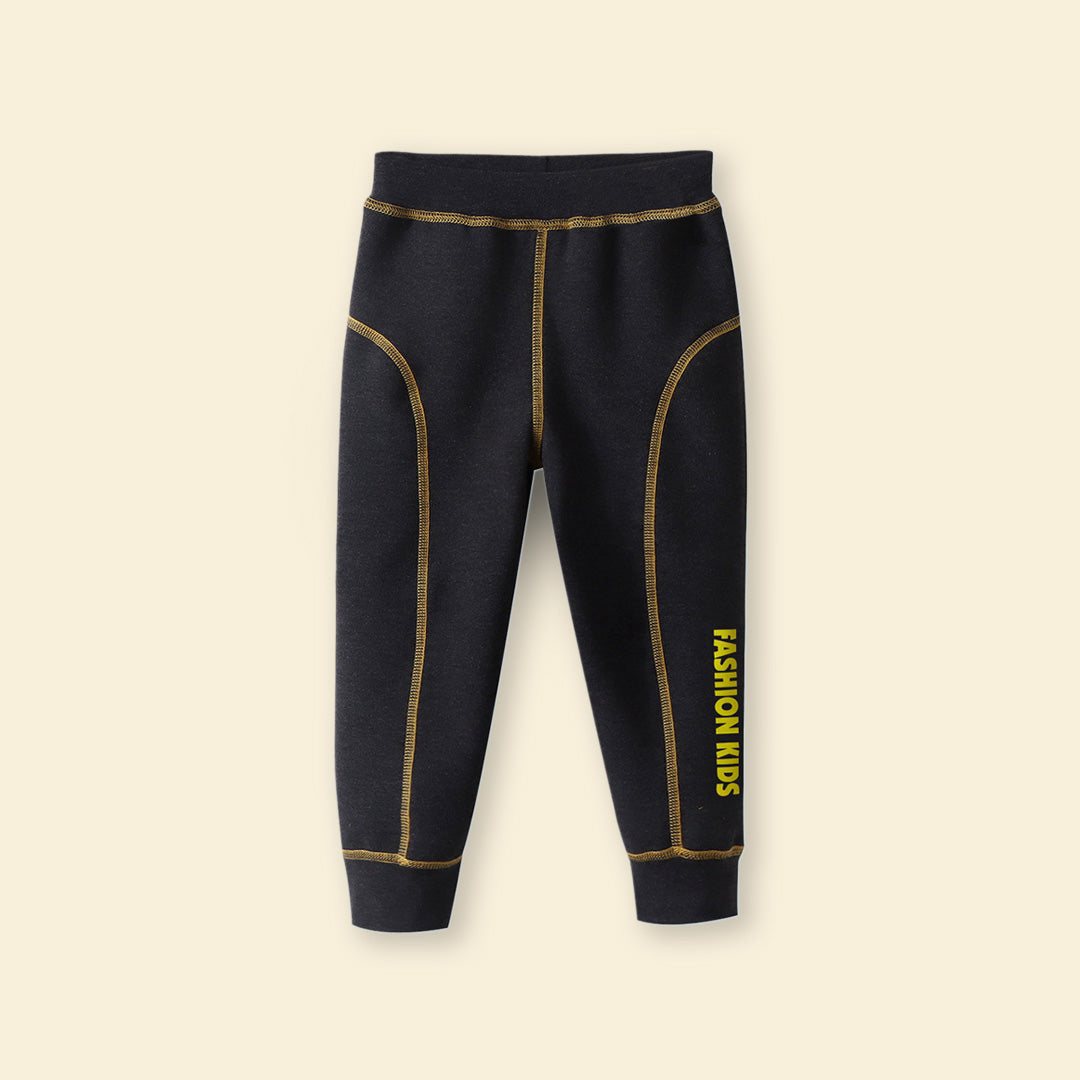 Girls Black Elasticated Waist Contrast Stitch Pants Pants   