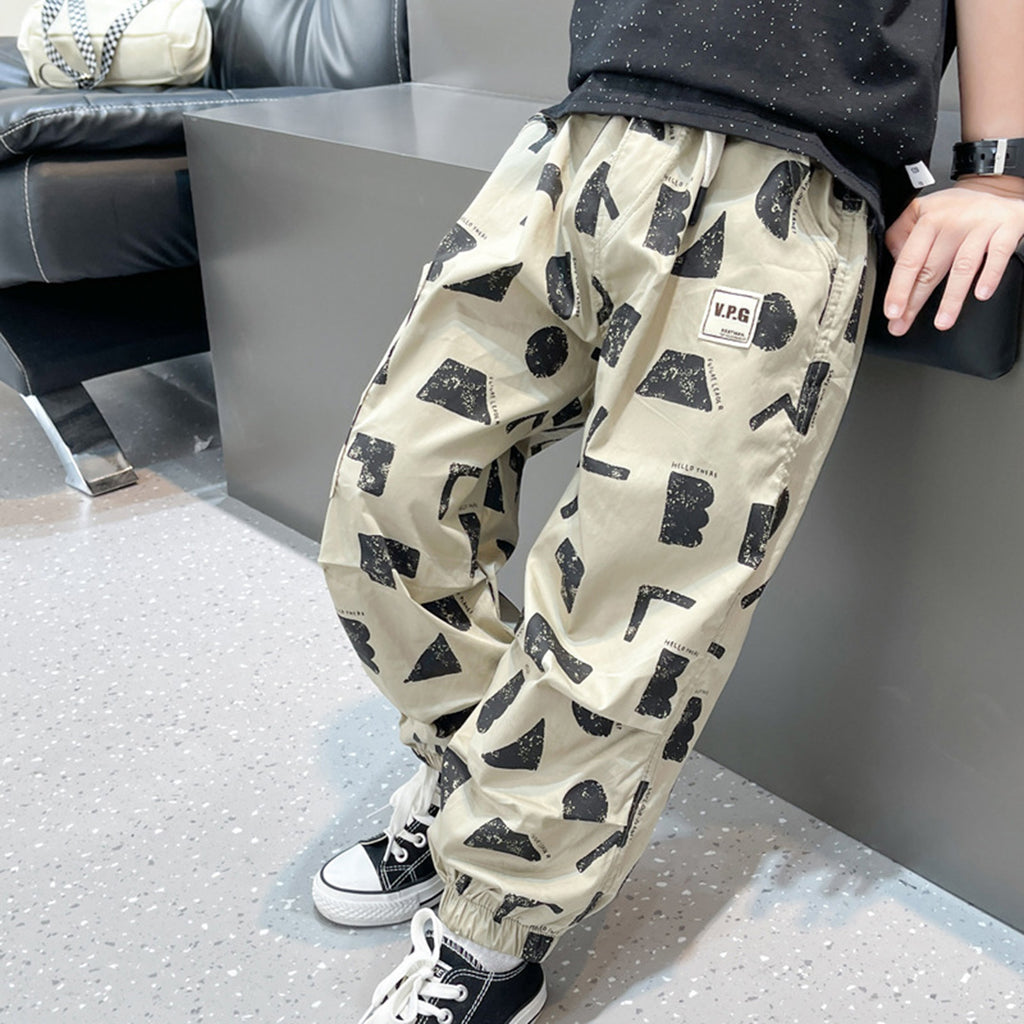 Boys Apricot Elasticated Printed Jogger With Drawstring Joggers Apricot 1-2 Y 