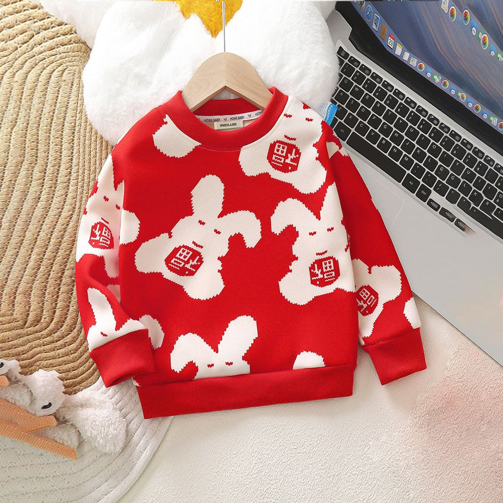 Boys Red Rabbit Long Sleeve Pullover Sweaters & Cardigans Red 1-2 Y 