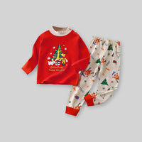 Boys Red Long Sleeve Graphic T-Shirt With Pajamas Set Sets   