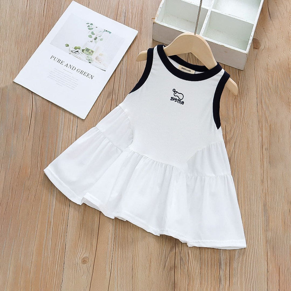 Girls White Sleeveless Gathered Casual Dress Casual Dresses White 1-2 Y 