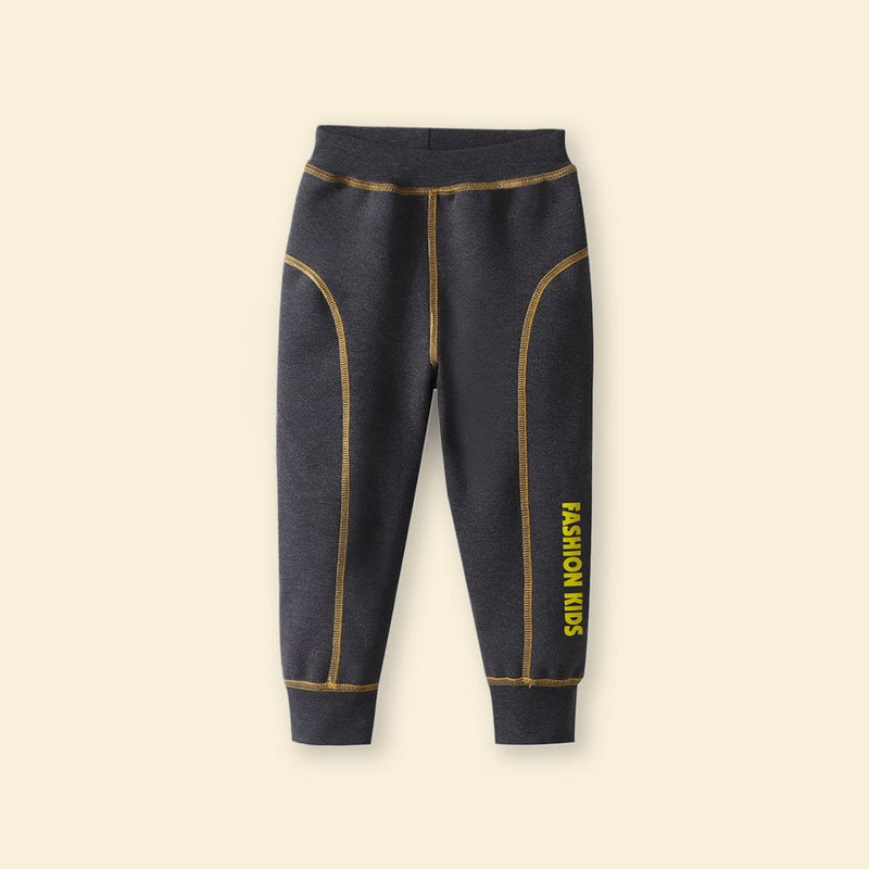Girls Gray Elasticated Waist Contrast Stitch Pants Pants   