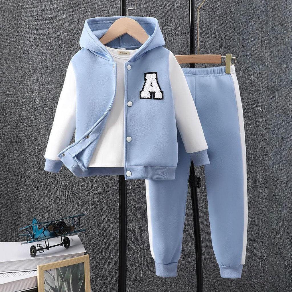 Boys Blue Hooded Jacket with Trackpants Set Sets Blue 4-5 Y 