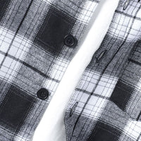 Boys White-Black Flannel Shacket with Trackpants Set Sets   