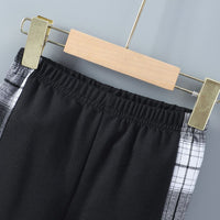 Boys White-Black Flannel Shacket with Trackpants Set Sets   
