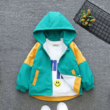 Boys Green Long Sleeve Hooded Printed Jackets