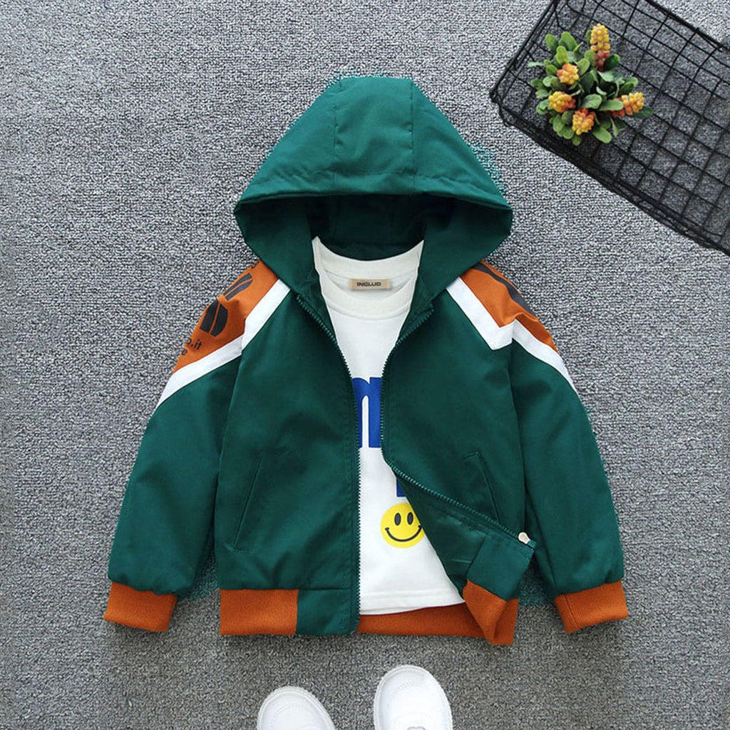 Boys Green Hooded Long Sleeve Cross Pocket Jackets Coats & Jackets Green 1-2 Y 