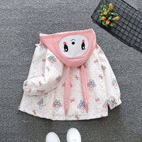 Girls Pink Cute Rabbit Print Hooded Fashion Jacket Coats & Jackets   