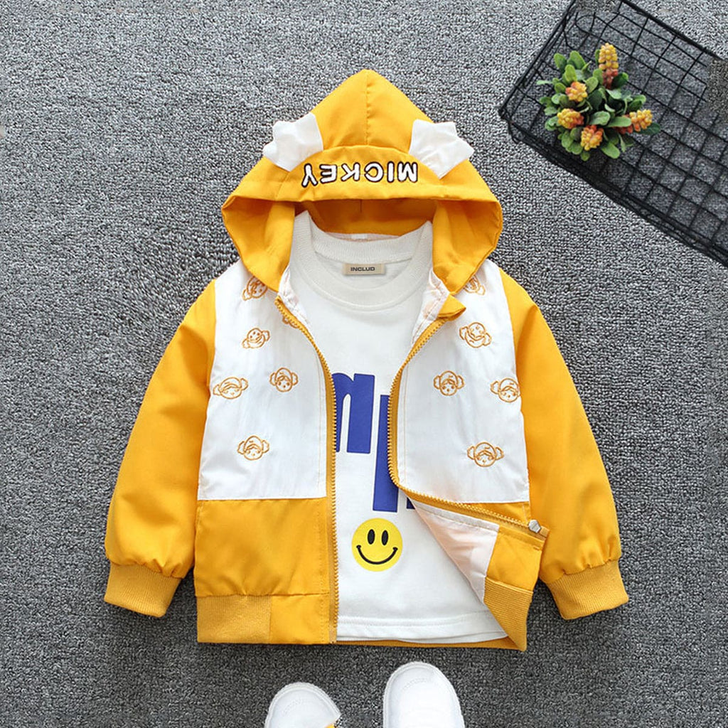 Girls Yellow Applique Embroidered Hooded Jackets Coats & Jackets Yellow 1-2 Y 