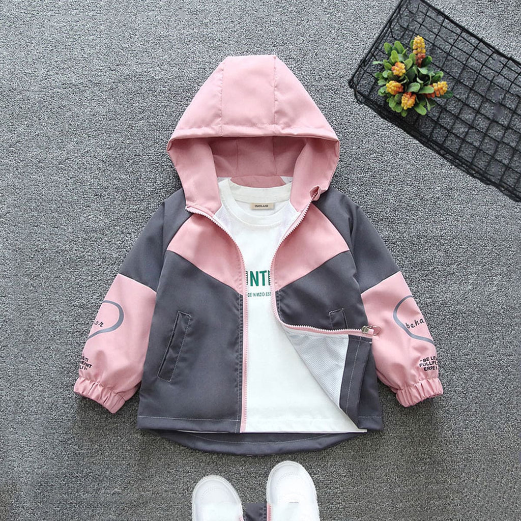 Boys Pink Wind Breaker Front Open Hooded Jacket Coats & Jackets Pink 1-2 Y 